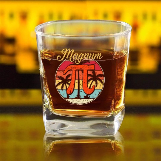 Magnum Pi Math Pi Day Retro Square Whiskey Glasses