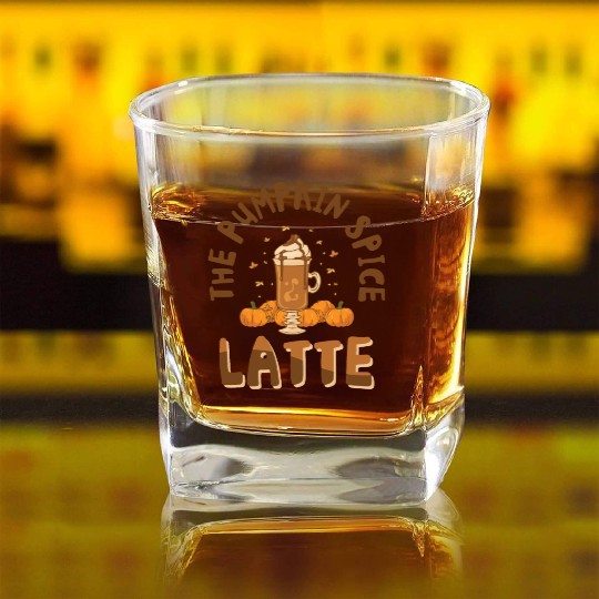 Pumpkin Spice Latte Halloween Coffee Lover Tarot Square Whiskey Glasses