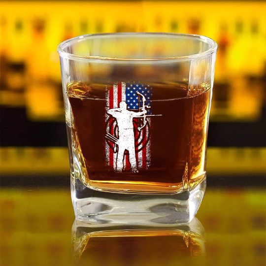 Usa Patriotic American flag 4th of July Archery Square Whiskey Glasses