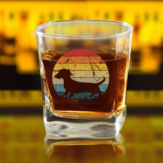 Dachshund Gift Dixie Wiener Doxie Dackel Square Whiskey Glasses