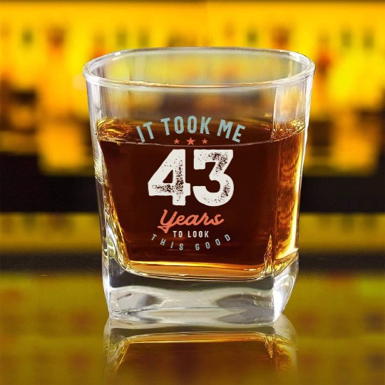 43 Birthday Funny 43 Years Old Square Whiskey Glasses