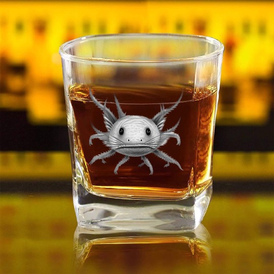 axolotl staring at you - original color Square Whiskey Glasses