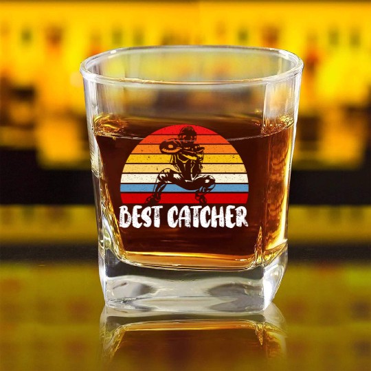 Best Catcher Baseball Player Baseball Coach Sports Square Whiskey Glasses