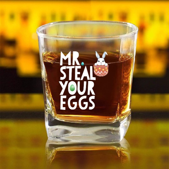 Mr Steal Your Eggs Kids Easter Sunday Funny Easter Square Whiskey Glasses