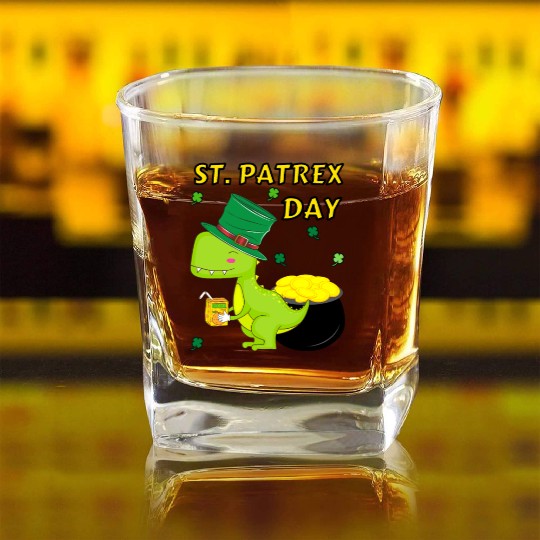 ST. PATREX DAY FUNNY PUN Square Whiskey Glasses
