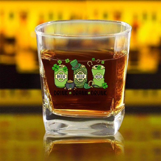 Funny St Patricks Day Drink Square Whiskey Glasses