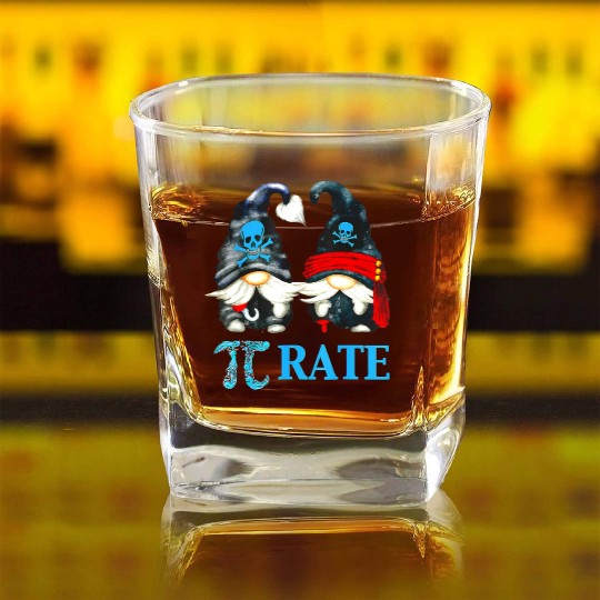 Funny Pirate Gnome Octopus Pi Day Symbol For Math Square Whiskey Glasses
