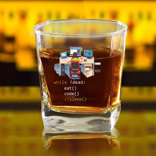 Computer Science Python Programmer Eat Code Sleep Square Whiskey Glasses