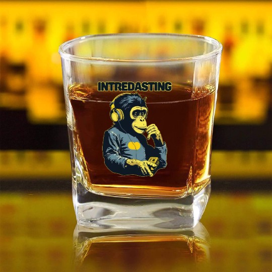 Intredasting Beats - Interesting Monkey Ape Square Whiskey Glasses
