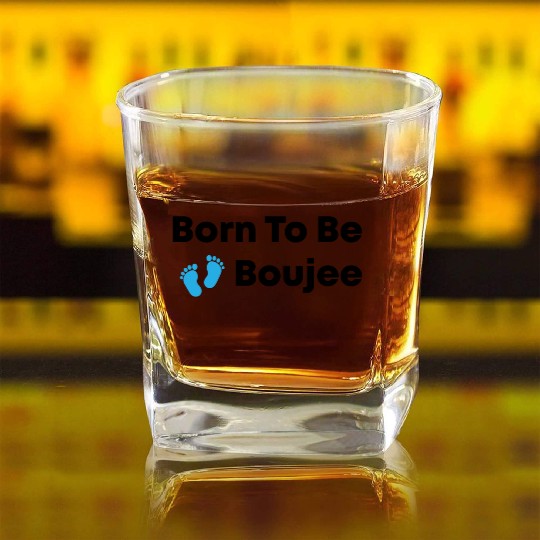 Born To Be Boujee Kids Peach Raglan Square Whiskey Glasses