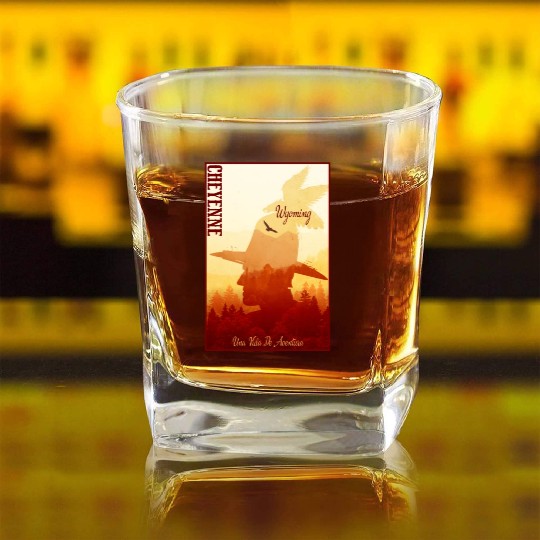 Cheyenne Wyoming wild west town Square Whiskey Glasses