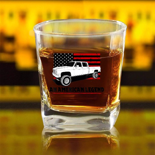 Lifted Square body truck American muscle Square Whiskey Glasses 4x4
