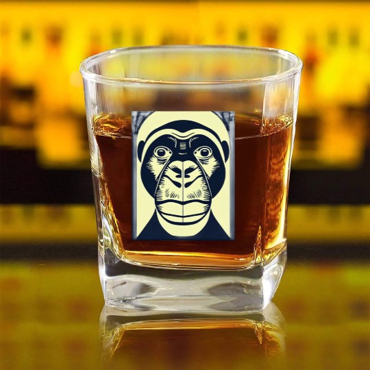 Wise Monkey & jungle king Square Whiskey Glasses
