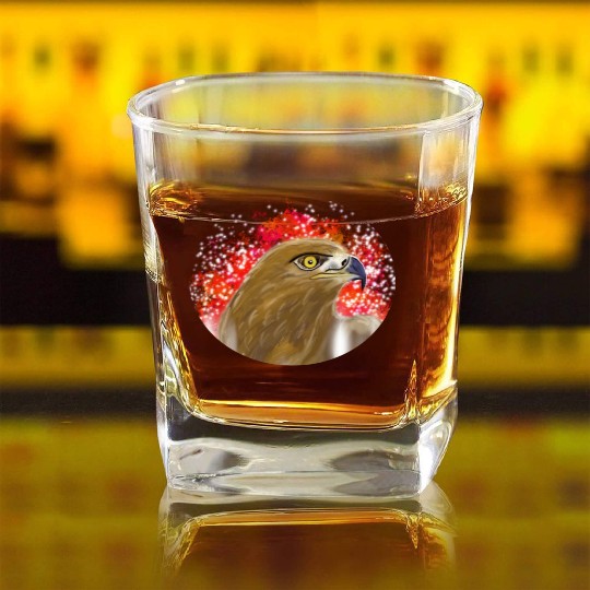 Majestic Eagle with Fiery Background Square Whiskey Glasses