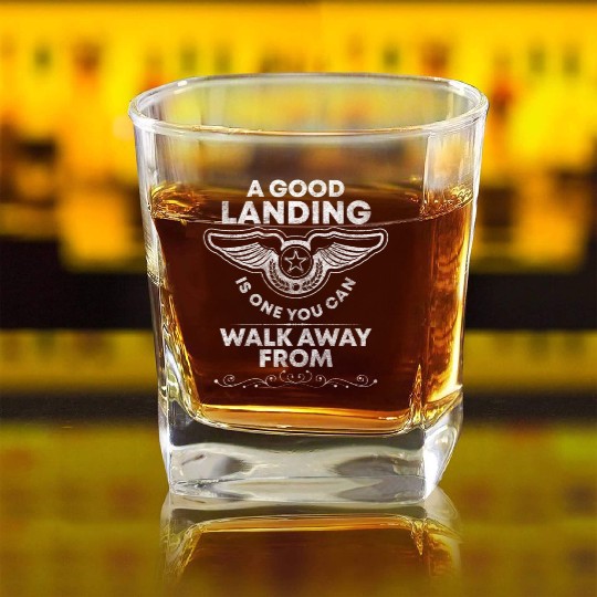 Airplane Work Flight Glider Pilots Square Whiskey Glasses