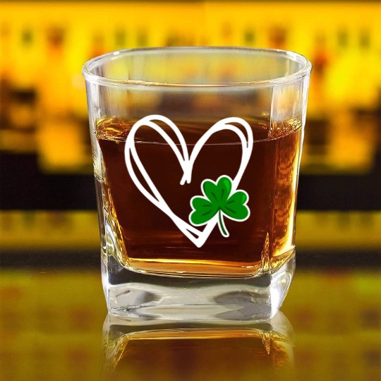 Heart St Patricks Day Shamrock Irish Toddler Baby Square Whiskey Glasses