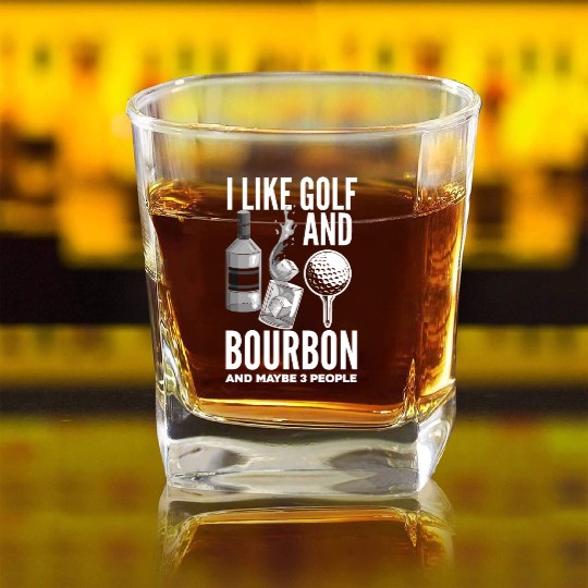 Golf Bourbon Whiskey Gift Golfer Square Whiskey Glasses