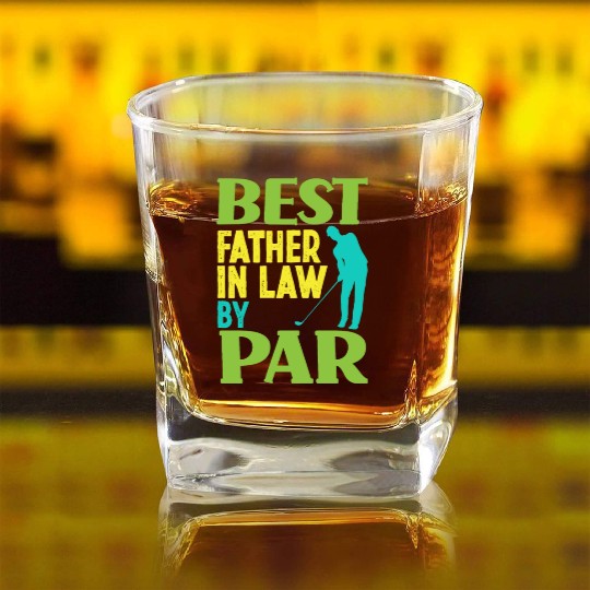 Best Step Dad Father In Law Golf Player Golfer Square Whiskey Glasses