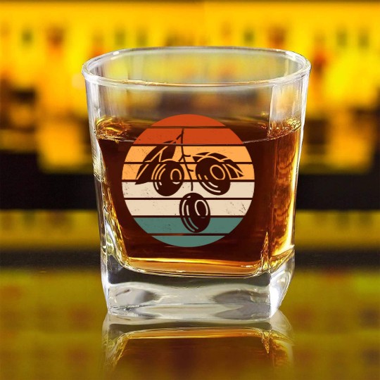 Retro Green Olive Design Square Whiskey Glasses