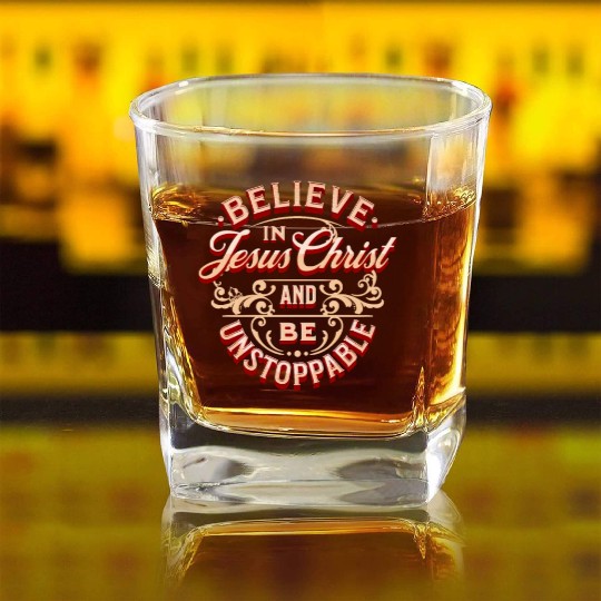 Faith Unstoppable Square Whiskey Glasses