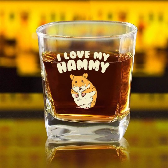 I Love My Hammy Cute Hamster Square Whiskey Glasses