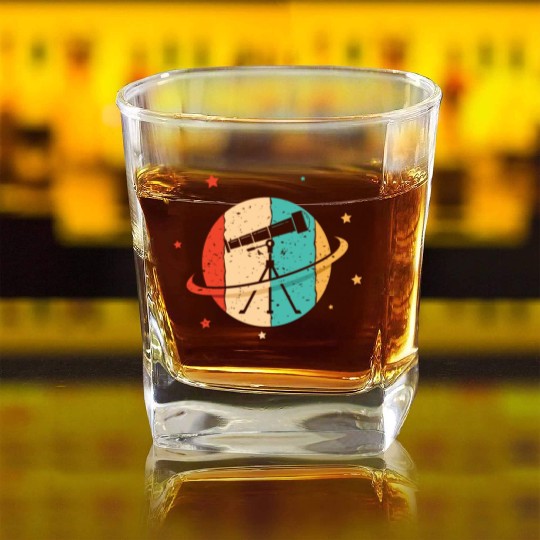 Retro Astrophysicist Astrophotographer Square Whiskey Glasses