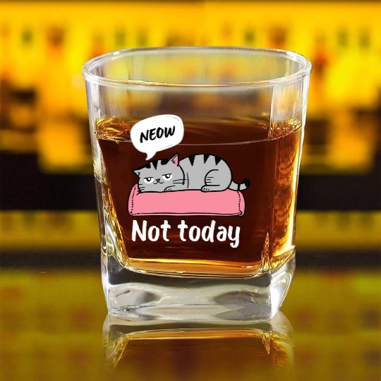 Funny Lazy Bored Cat | For Cat Mom Cat lovers Square Whiskey Glasses