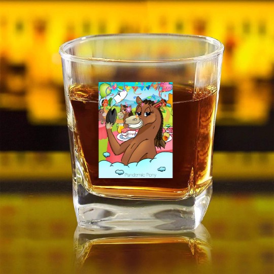 Pandemic Pony Square Whiskey Glasses