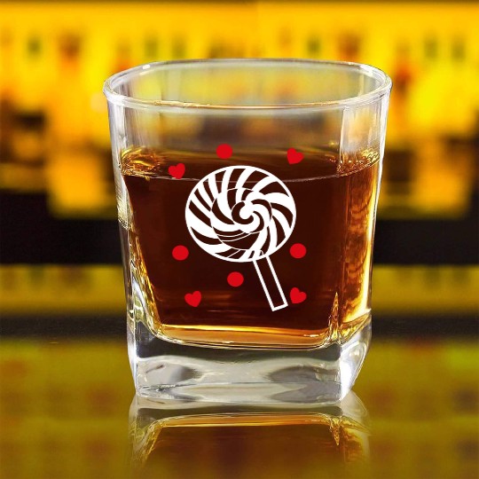 cute candy sweet lollipop lover Square Whiskey Glasses