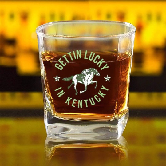 Funny Derby Vintage Getting Lucky In Kentucky Hor Square Whiskey Glasses