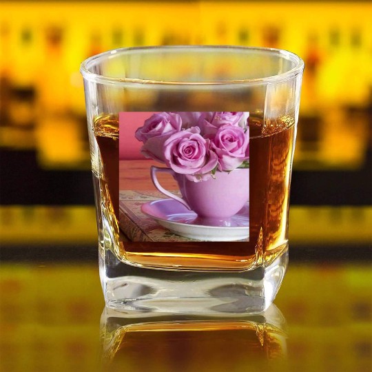 Beautiful Floral print Square Whiskey Glasses