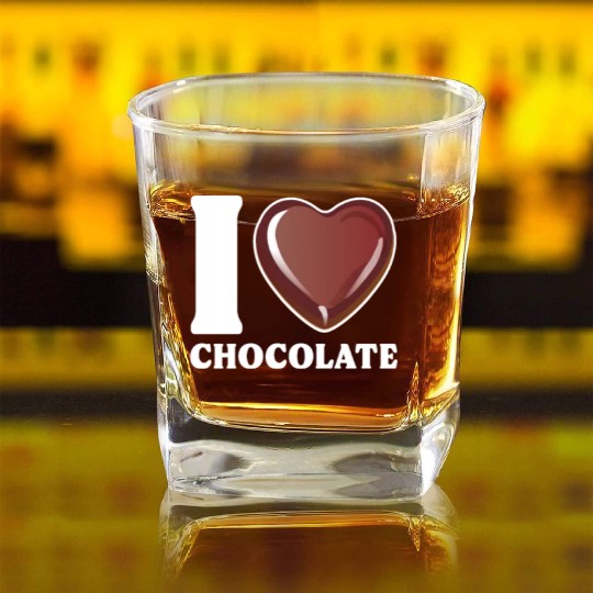 I Love Chocolate Square Whiskey Glasses