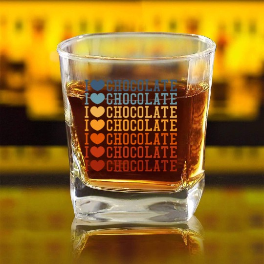 I Love Chocolate Retro Vintage Square Whiskey Glasses