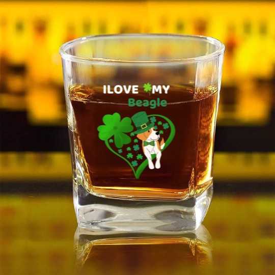 Irish Shamrock St Patrick's Day Beagle Cool Square Whiskey Glasses