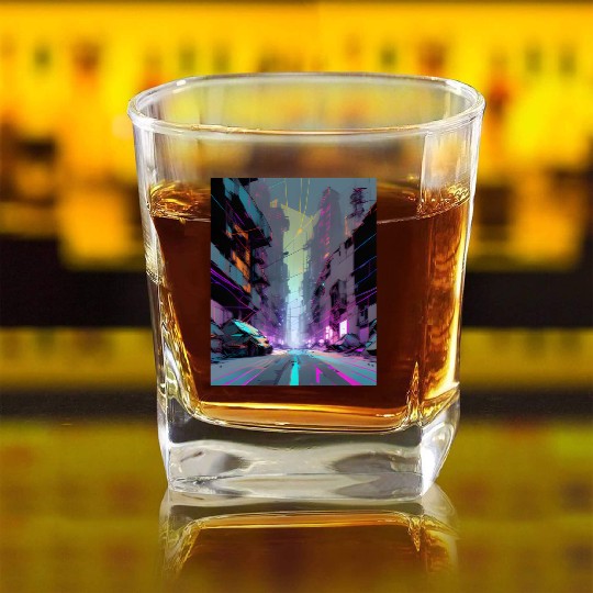 Modern Gothic AI PRINT Square Whiskey Glasses