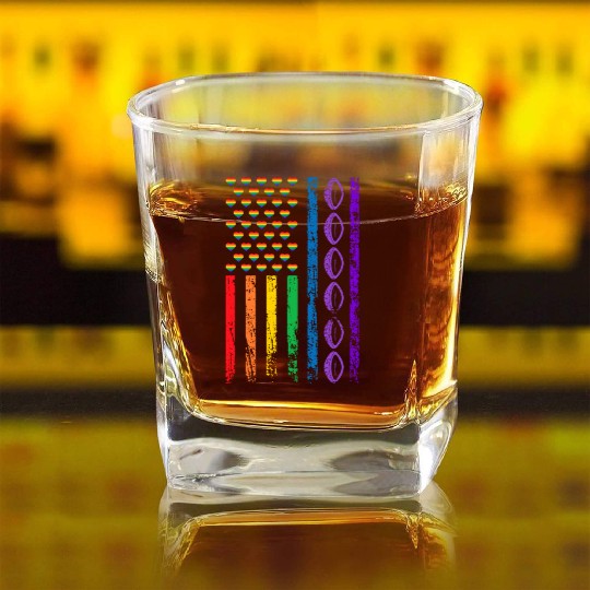 American Sports Rainbow Flag LGBT Pride Month Square Whiskey Glasses