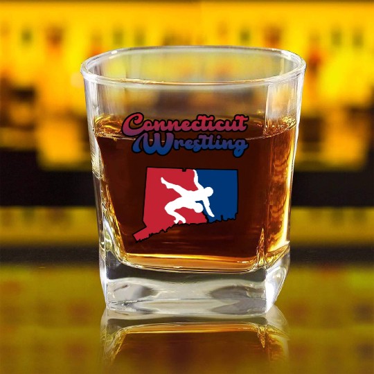 Connecticut Wrestling Square Whiskey Glasses