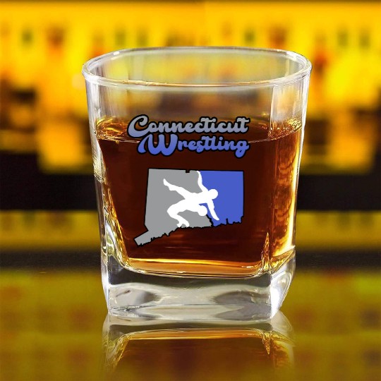 Connecticut Wrestling Square Whiskey Glasses