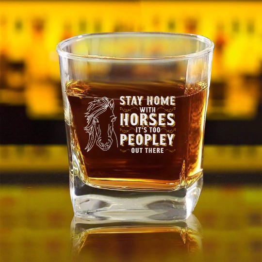 Horse Riding Equestrian Horses Lover Pony Design Square Whiskey Glasses