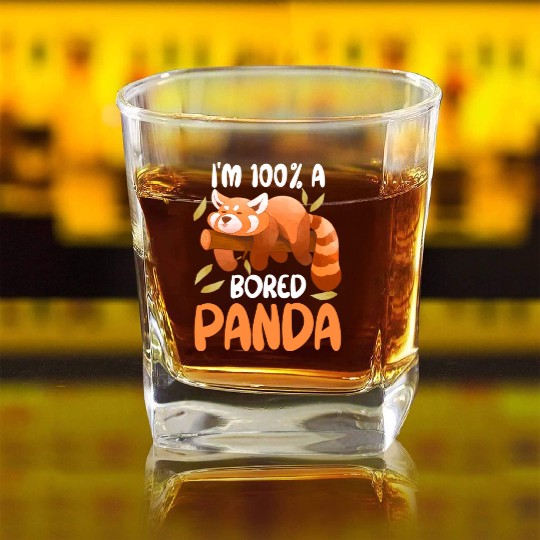 Red Panda Bored Cute Animal Lazy Animal Lover Square Whiskey Glasses