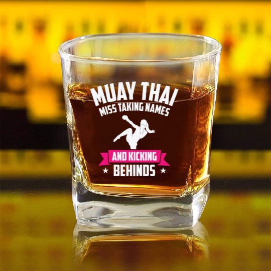 International Women's Day Muay Thai Girl Power Square Whiskey Glasses