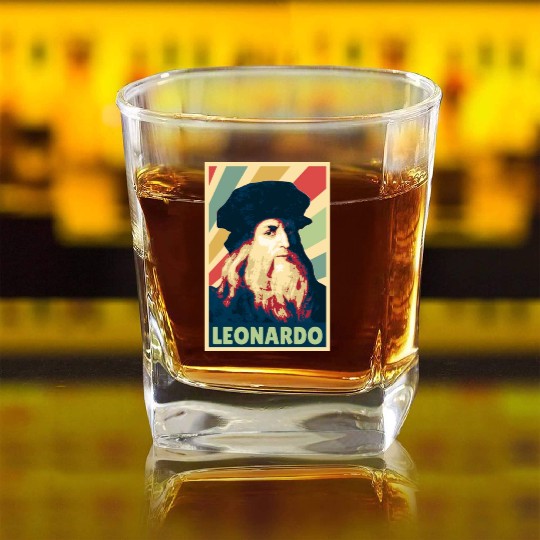 Leonardo Da Vinci Vintage Colors Square Whiskey Glasses