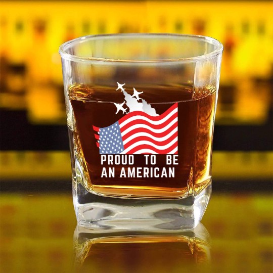 Wings of Liberty: Red, White, and Blue Plane Square Whiskey Glasses