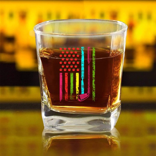 American Sports Flag Athletic Golf Club 100 Days Square Whiskey Glasses