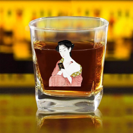 Geisha Japanese Woman Ukiyoe Vintage art Square Whiskey Glasses