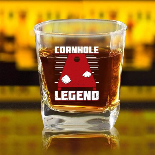 Cornhole Legend Bean Bag Toss Player Gift Square Whiskey Glasses