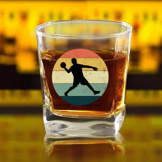 Dodgeball Player Coach Team Sports Vintage Retro Square Whiskey Glasses