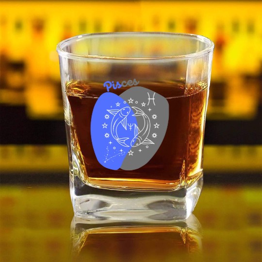 Underwater Dreams: A Minimalist Pisces Design Square Whiskey Glasses