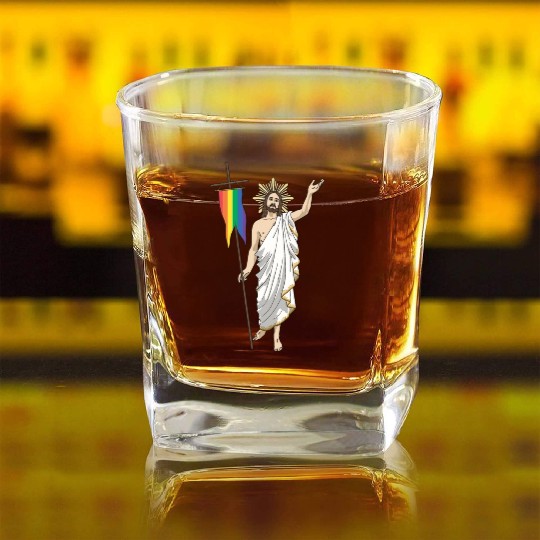 LGBT Jesus Equal Rainbow Christian Square Whiskey Glasses