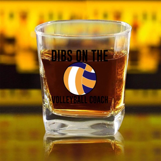 Dibs On The Volleyball Coach Square Whiskey Glasses